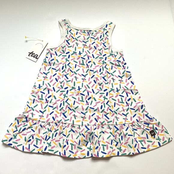 NEW Tea Collection Pink Geometric Ruffle Dress - Picture 5 of 5